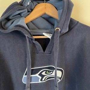 Seahawks NFL Team navy hoodie, 3XL?, faded distressed, front pocket pullover